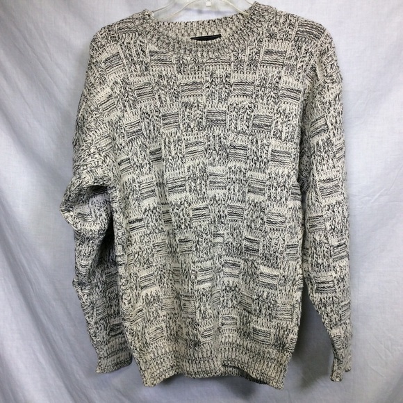 Tony Lambert VTG Mens BlackCream Crew Neck Sweater Cosby Style Sz M